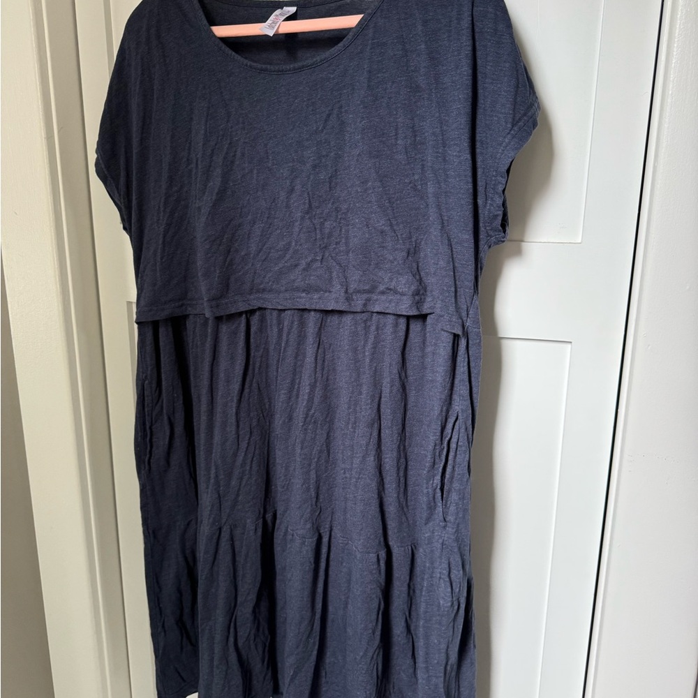 Latched Mama Dark Blue Tiered Dress